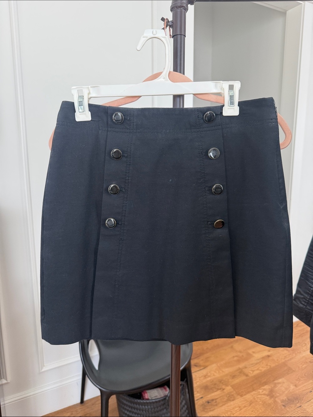 LOFT Black Double-Button Pencil Skirt